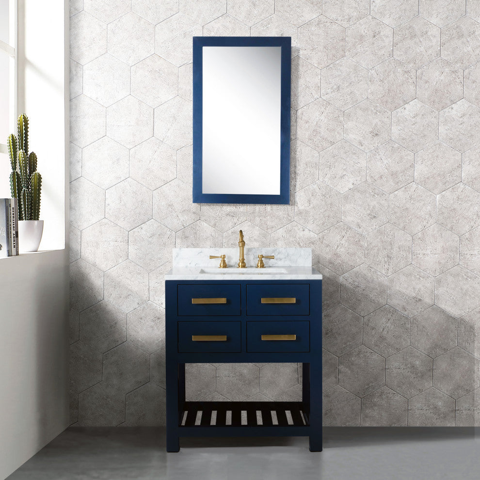 Madalyn 30" Monarch Blue Bathroom Vanity With Mirror