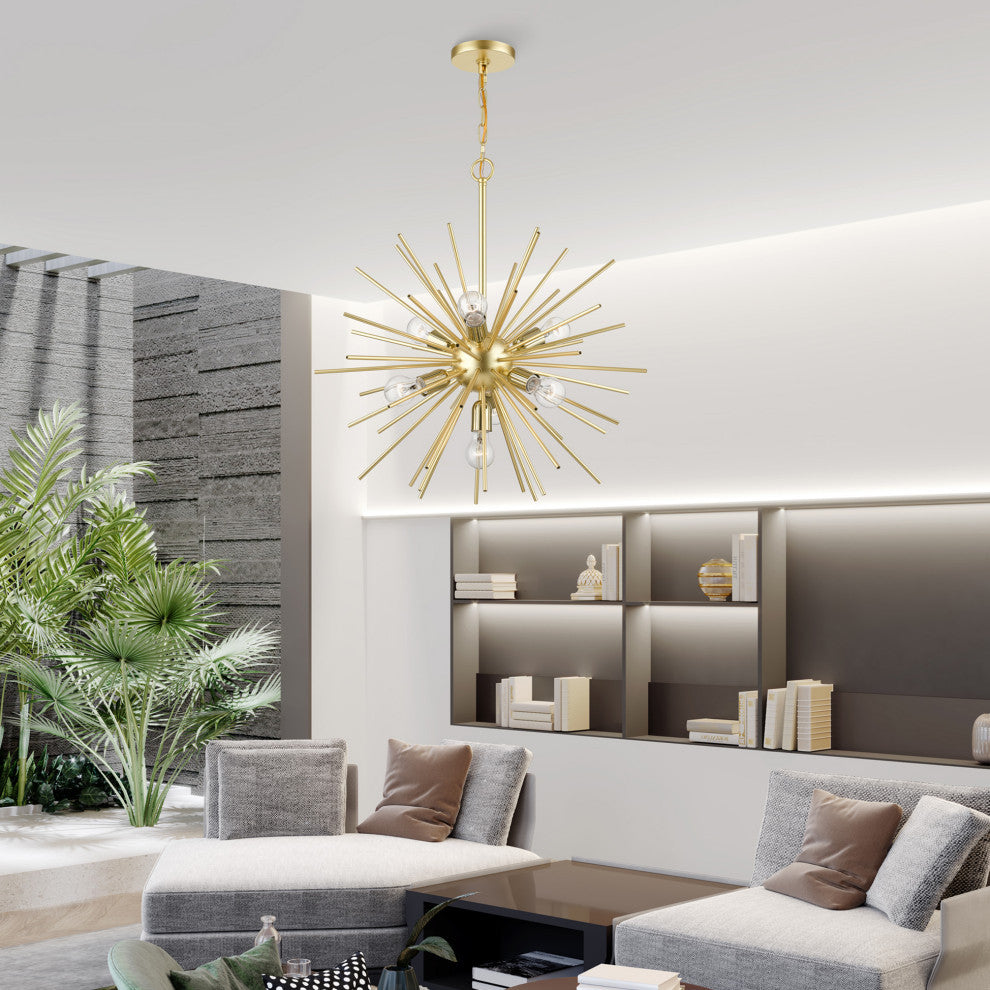 Tribeca 7 Light Soft Gold With Polished Brass Accents Pendant Chandelier