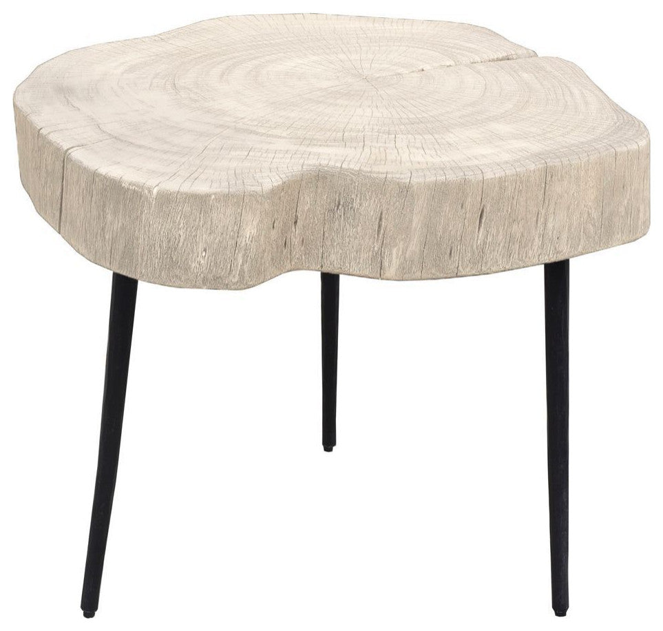 Organic Trunk Side Table, White