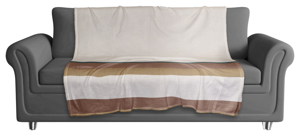 Tan Stripes 50x60 Coral Fleece Blanket
