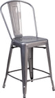 24" High Clear Coated Indoor Counter Stool With Back