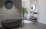 CastelloUSA Newport 71" Solid Surface Stone Resin Freestanding Bathtub, Gray