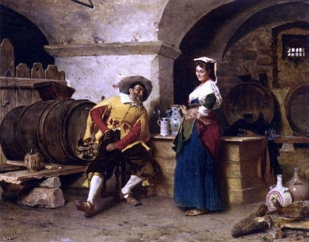 Tito Conti In the Wine Cellar, 20"x25" Wall Decal
