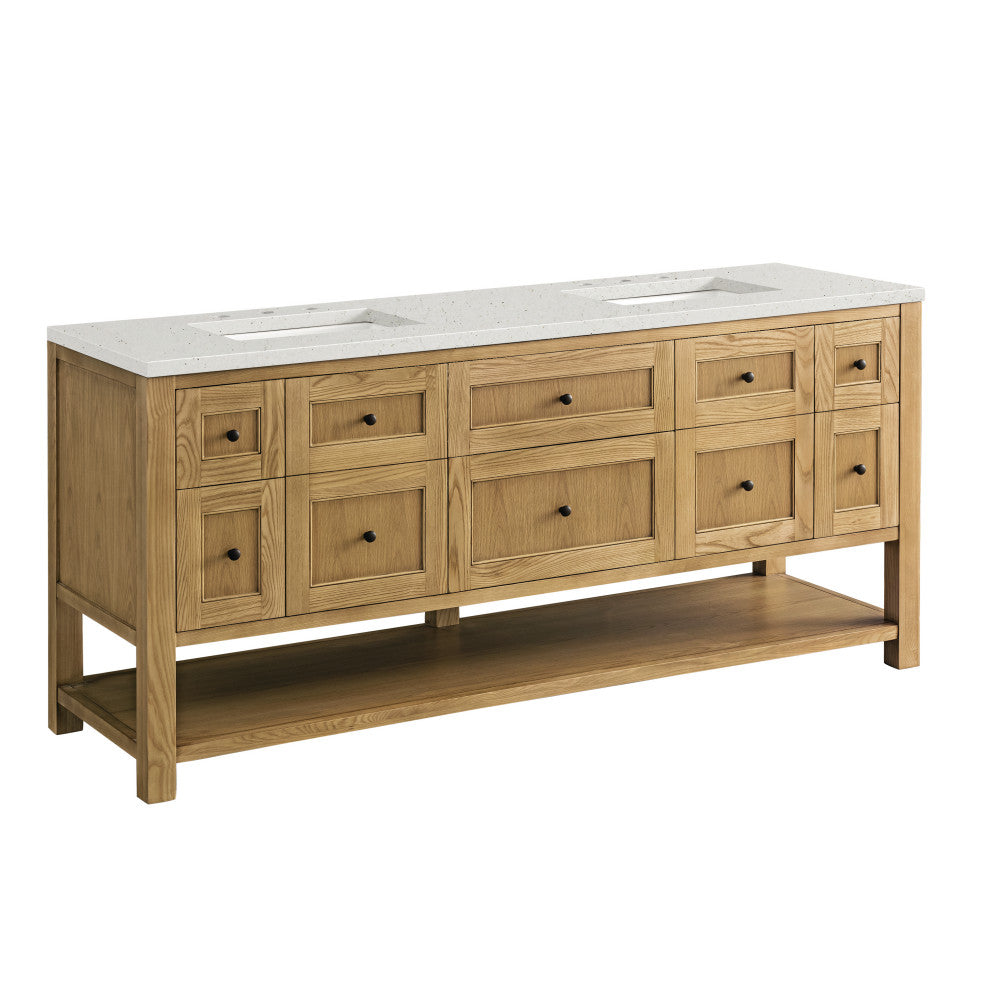 James Martin Breckenridge Bath Vanity, Light Natural Oak, 72", Lime Delight, Three-Hole