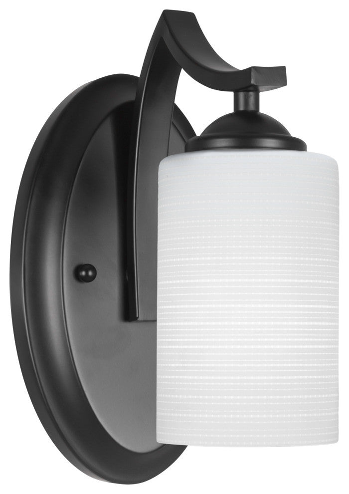Zilo Wall Sconce Shown, Matte Black Finish With 4" White Matrix Glass