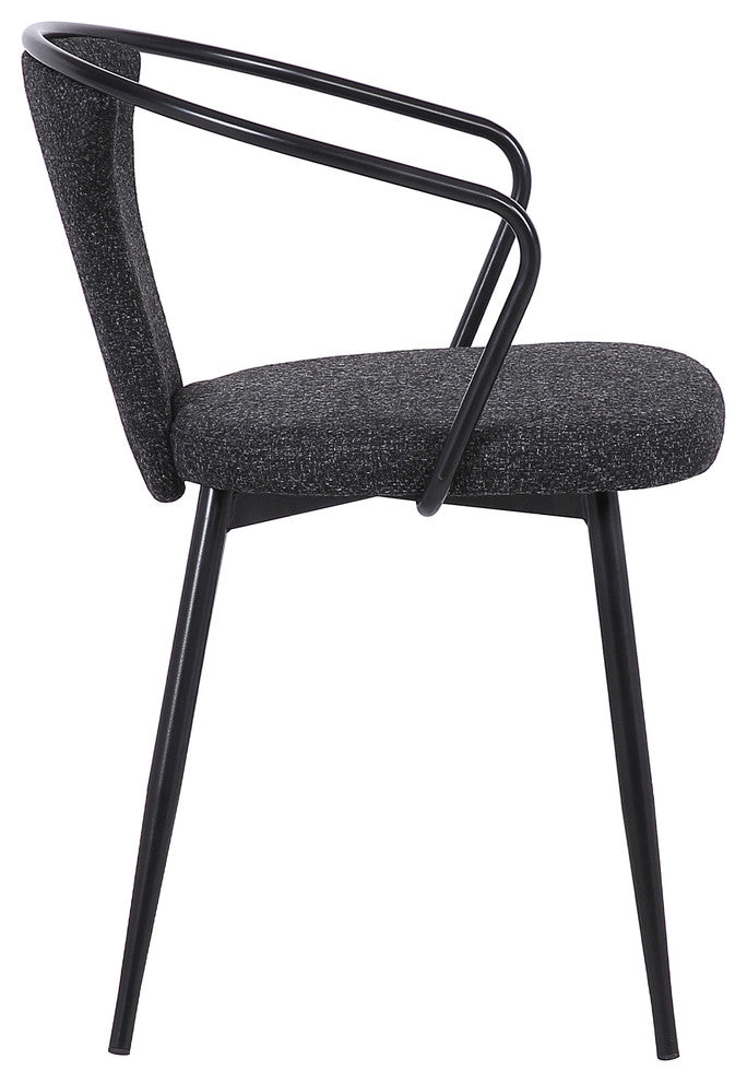 Francis Dining Chair, Black Powder Coated Finish and Black Fabric