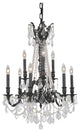 Elegant Rosalia Dining Room Light, Dark Bronze Finish With Royal Cut Crystal
