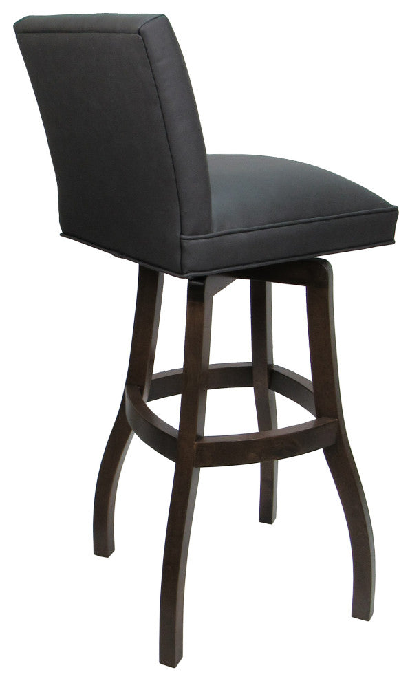 Swivel Wood Counter, Bar or Extra Tall Stool - Sommerville on S-Base, Gray Vinyl - Dark Walnut, 34"