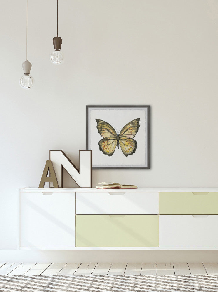 "Big Yellow Mariposa" Framed Painting Print, 12"x12", 12"x12"