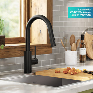 Oletto Pull-Down 1-Hole Kitchen Faucet, Matte Black