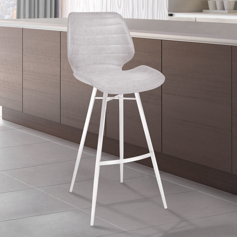 Valor 26" Counter Height Barstool, Light Vintage Gray Faux Leather