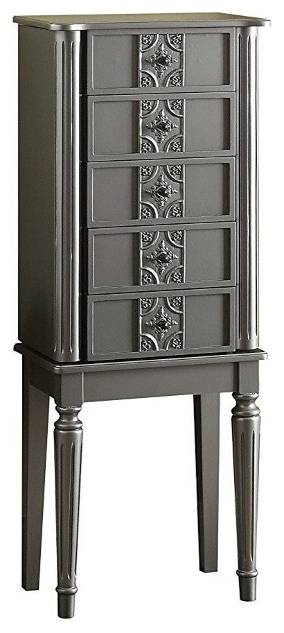 ACME Tammy Jewelry Armoire, White, Silver