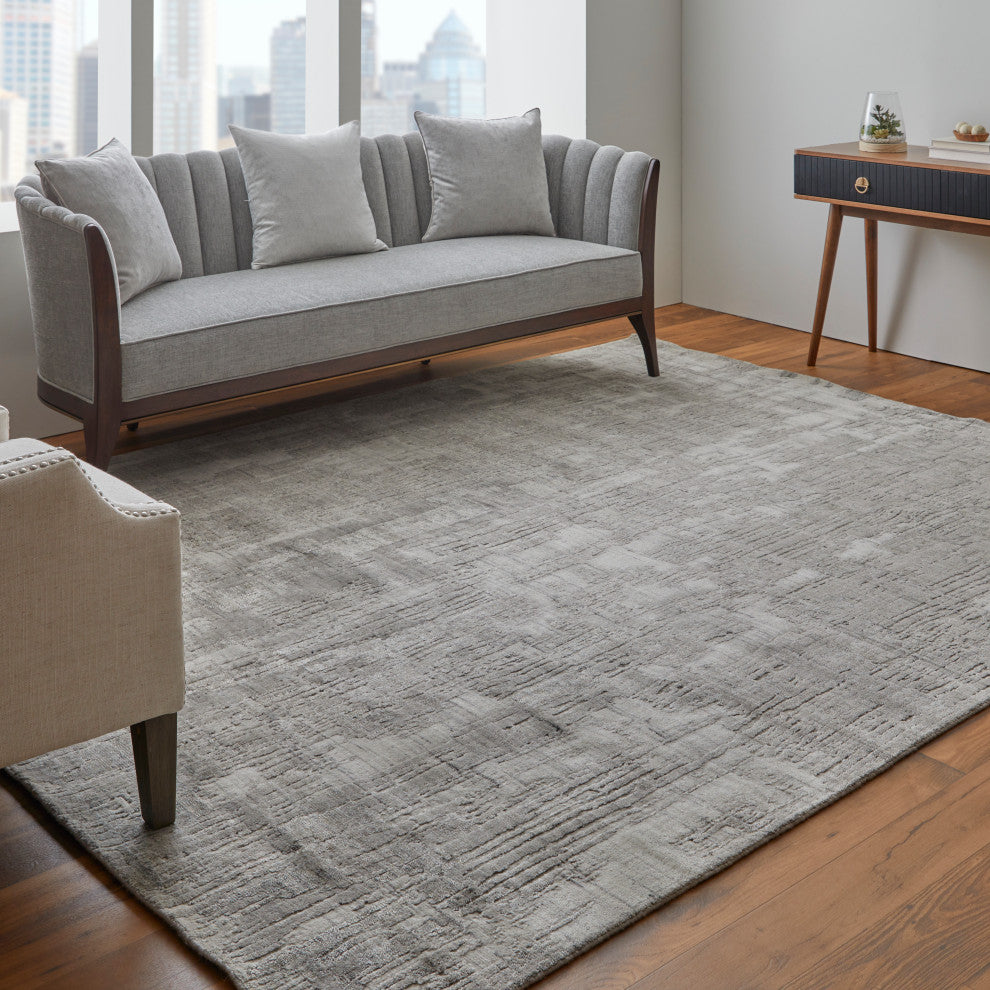 Kinton Modern Abstract, Gray/Ivory, 3'x5' Area Rug