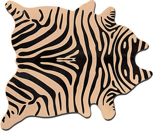 Togo Cowhide Rug, Zebra Black on Tan, 6'x7'