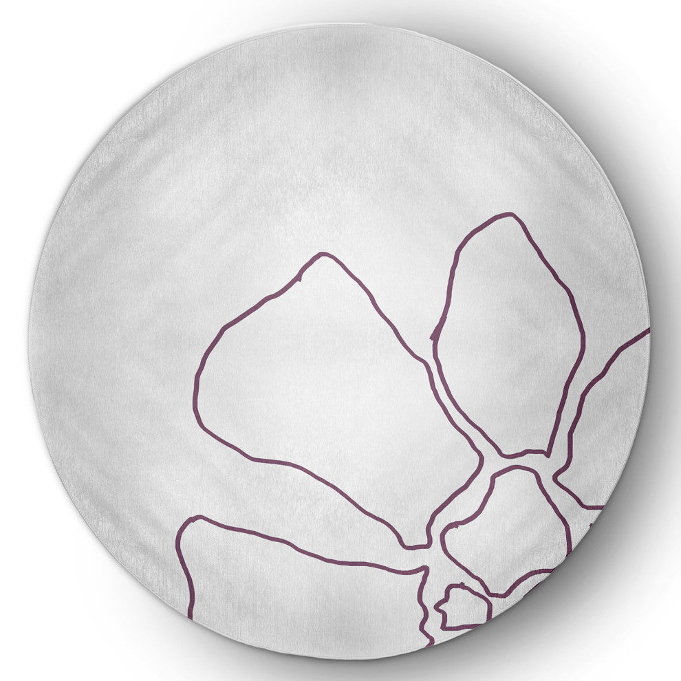 Petal Lines Spring Chenille Rug, Purple/White, 5' Round
