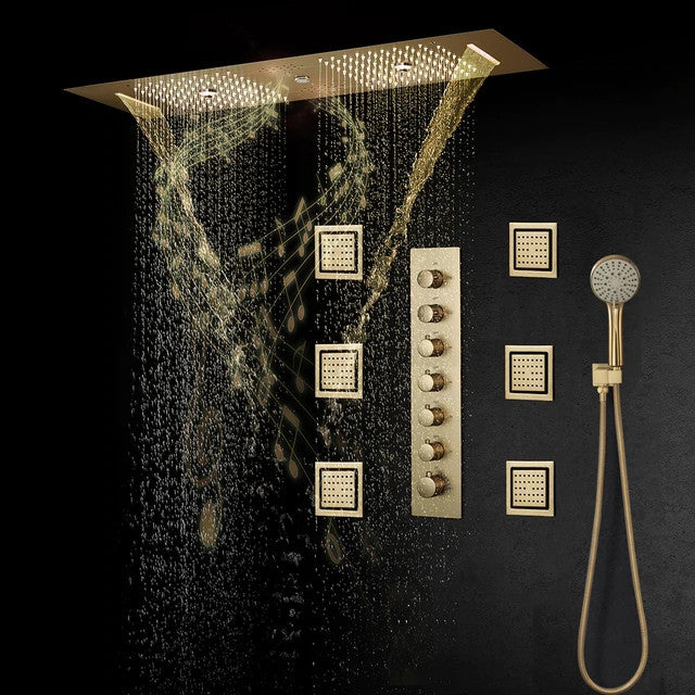 Led Column Mist Shower System, Hand Shower, Style C, Phone Control Light