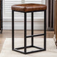 Button Tufted Open Frame Counter Stools, Yellowish Brown, 30 Inch