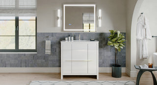 Esconde Bath Vanity, High Gloss White, 36", Single Sink, Freestanding