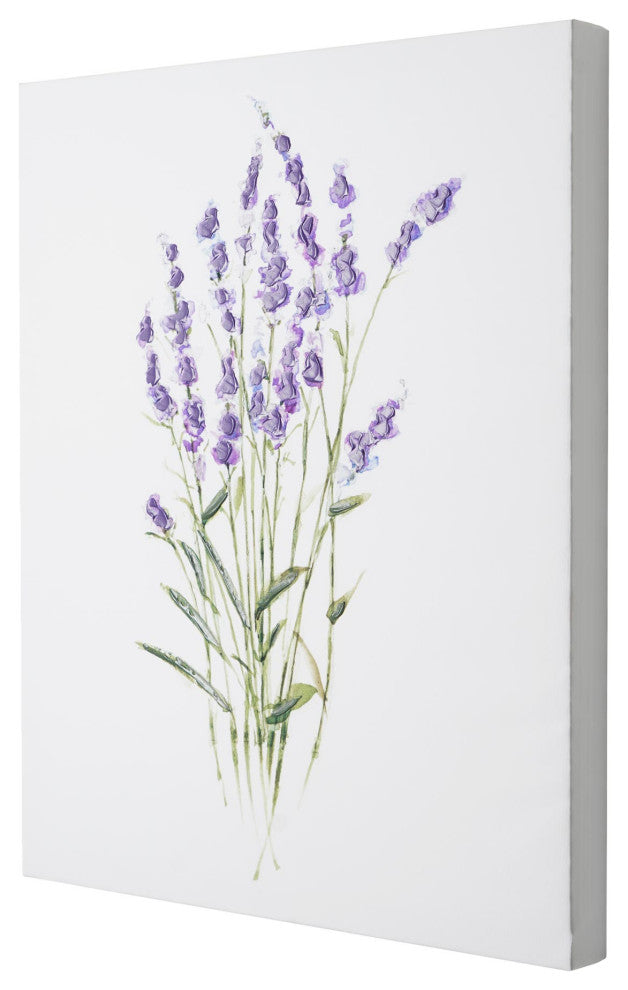 Lavender Orchids Floral Embellished Canvas Wall Art Print - 16"x20"