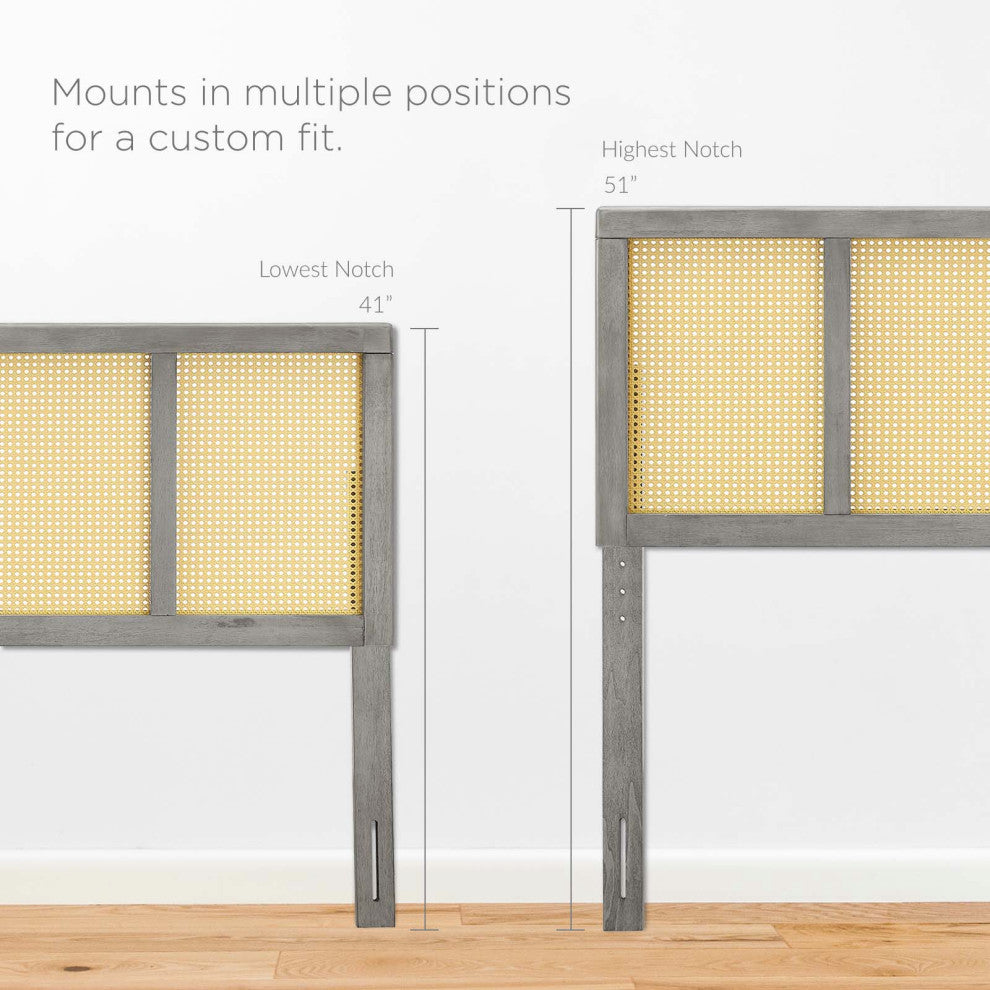 Headboard, Full Size, Wood, Gray, Modern Mid-Century, Bedroom Master Suite