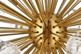 Victor 38" Crystal Starburst Round Pendant, Gold