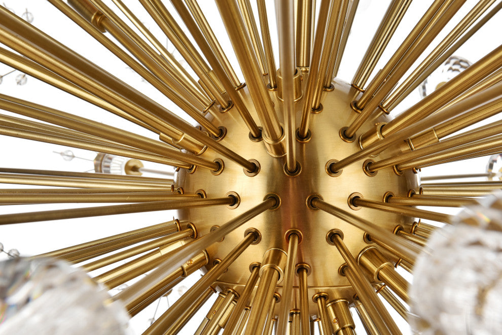 Victor 38" Crystal Starburst Round Pendant, Gold