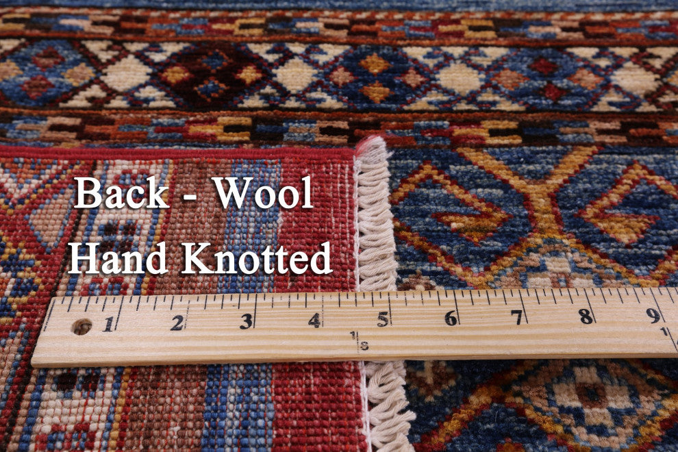 Super Kazak Khorjin Handmade Wool Rug 6' 8" X 9' 9" Q11124