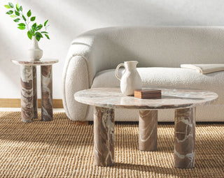 Safavieh Couture Giabella Marble Accent Table, White/Brown