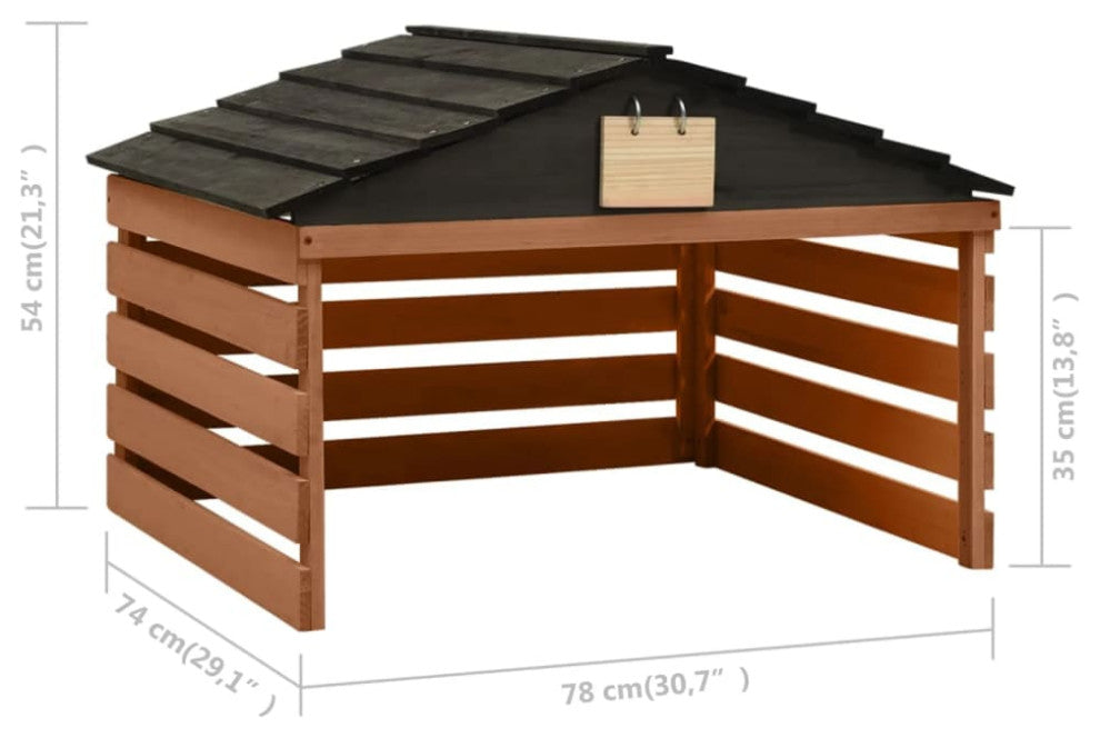 vidaXL Firwood Robotic Lawn Mower Garage Black and Brown Patio Lawnmower Roof