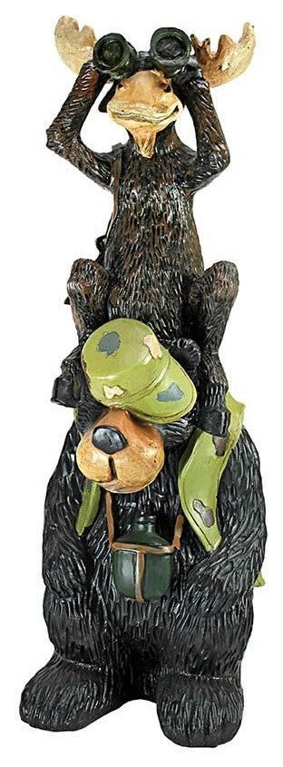 Moose and Bear Statue: Set of Two