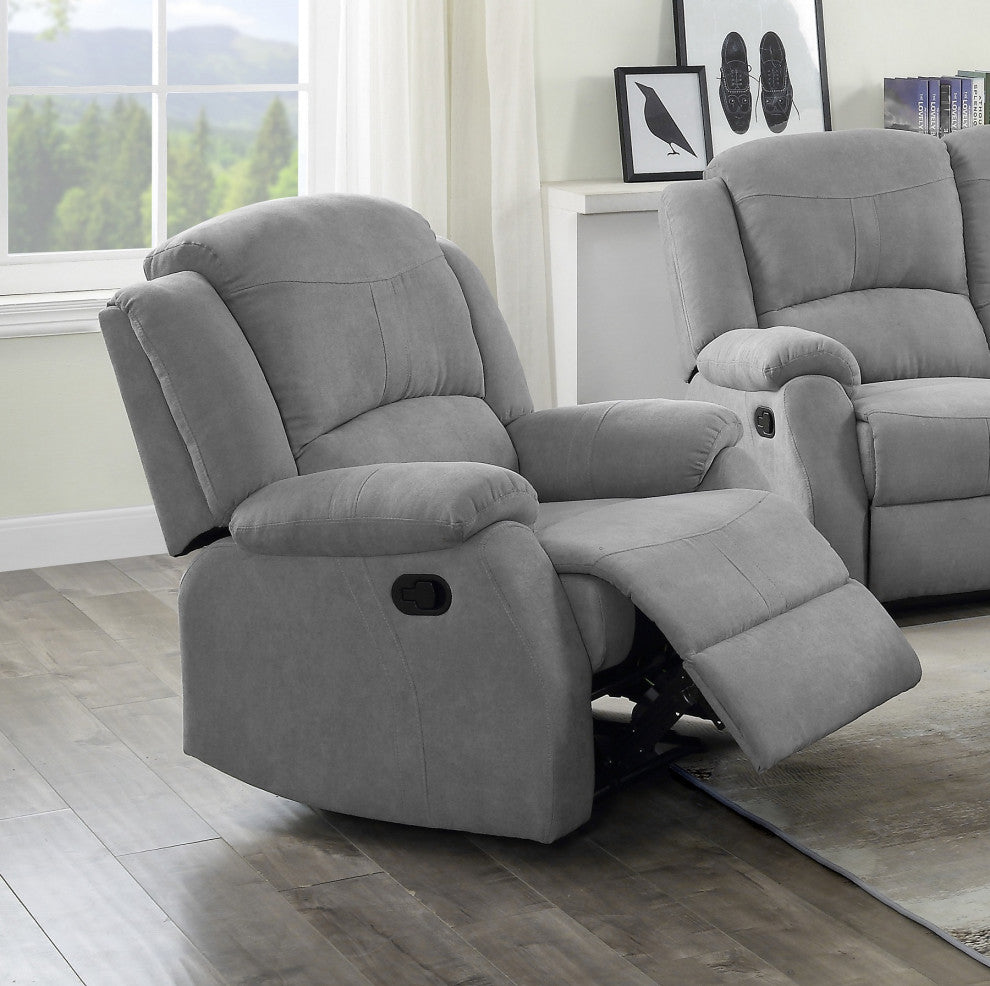 Motion Recliner With Pillow Top Armrest, Gray