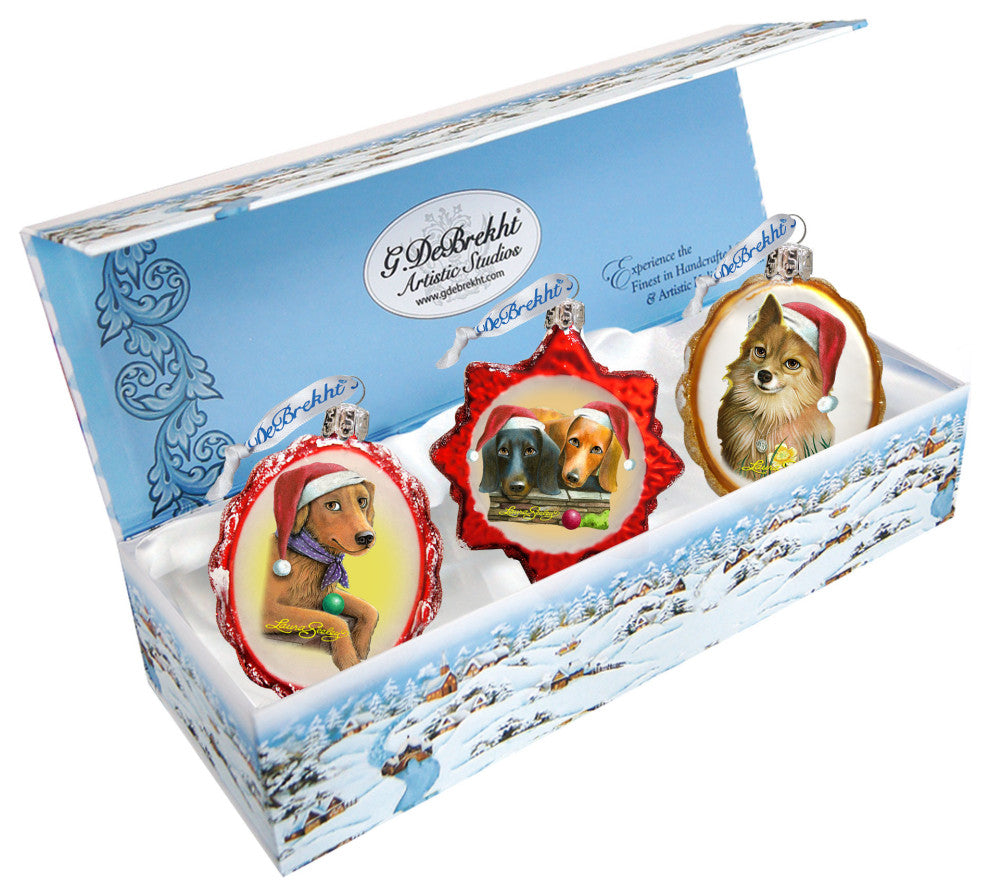 Doggy Mercury Glass Ornaments