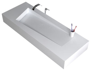 ADM Rectangular Countertop Sink, White, 47", Matte White