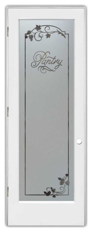 Pantry Door - Grape Ivy Melany - Primed - 30" x 84" - Knob on Right - Pull Open