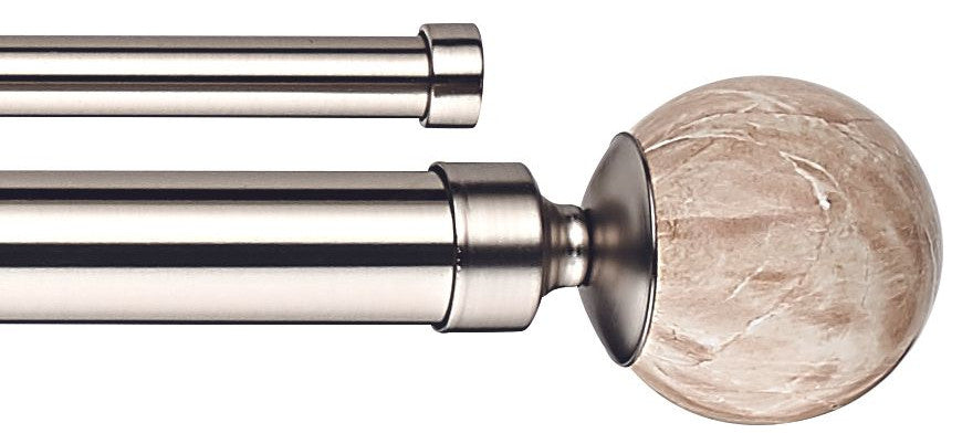 Linen Avenue Tan Travertine Double Curtain Rod Set,48-86 Inch,Brushed Nickel
