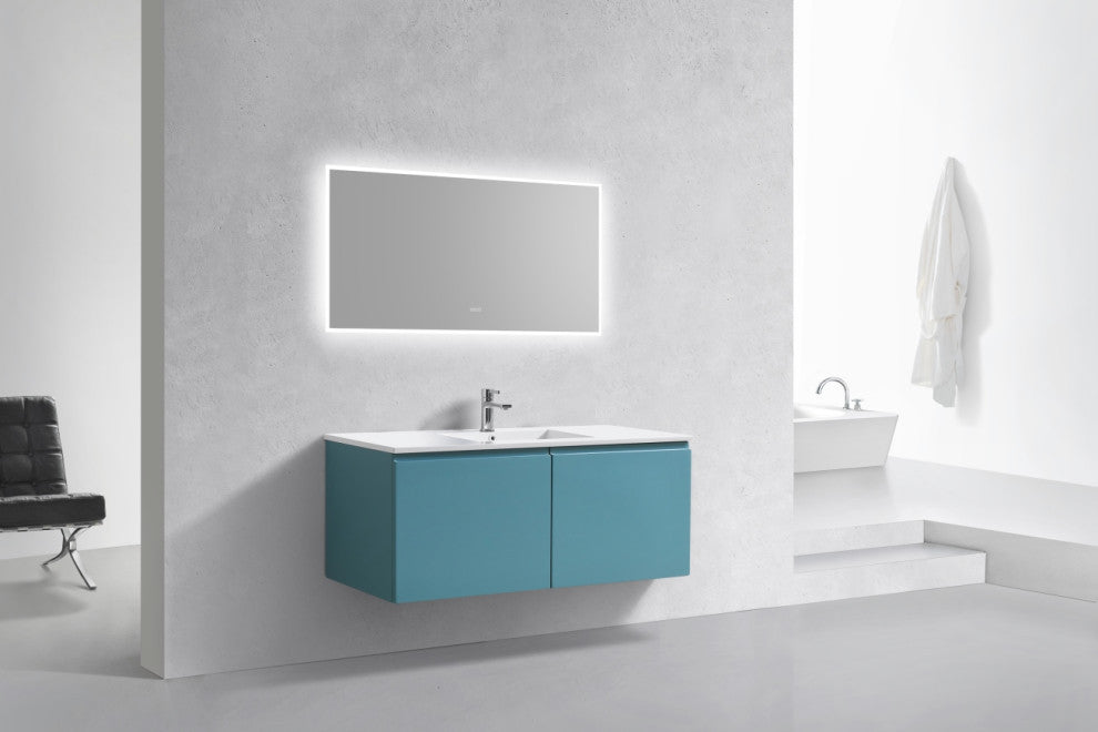 Balli 48'' Single Sink Wall Mount Modern Bathroom Vanity, Teal Green