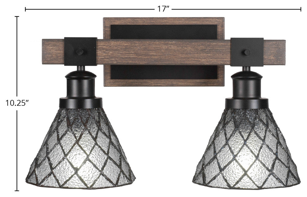 Tacoma 2-Light Bath Bar, Diamond Ice Art