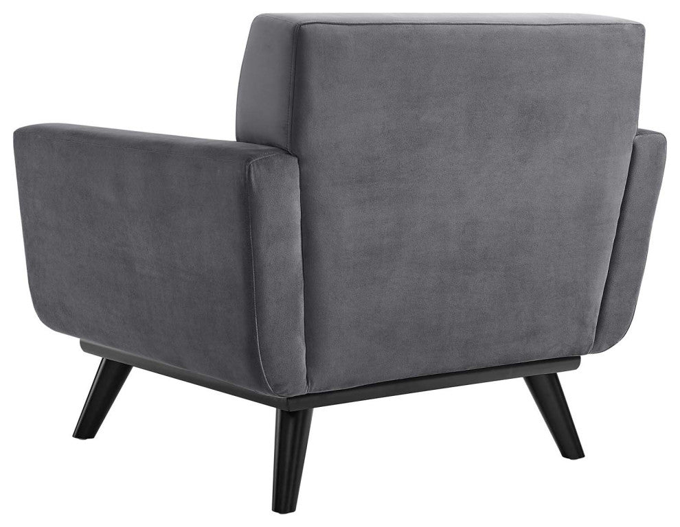 Armchair Accent Chair, Gray, Velvet, Modern, Mid Century Hotel Lounge Cafe
