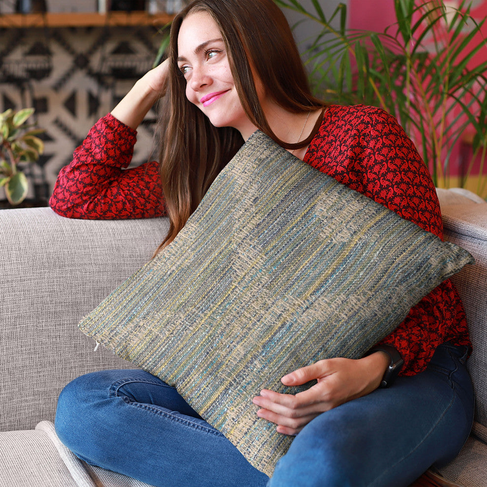 Plutus Blue Diamond Jacquard Luxury Throw Pillow, 22"x22"