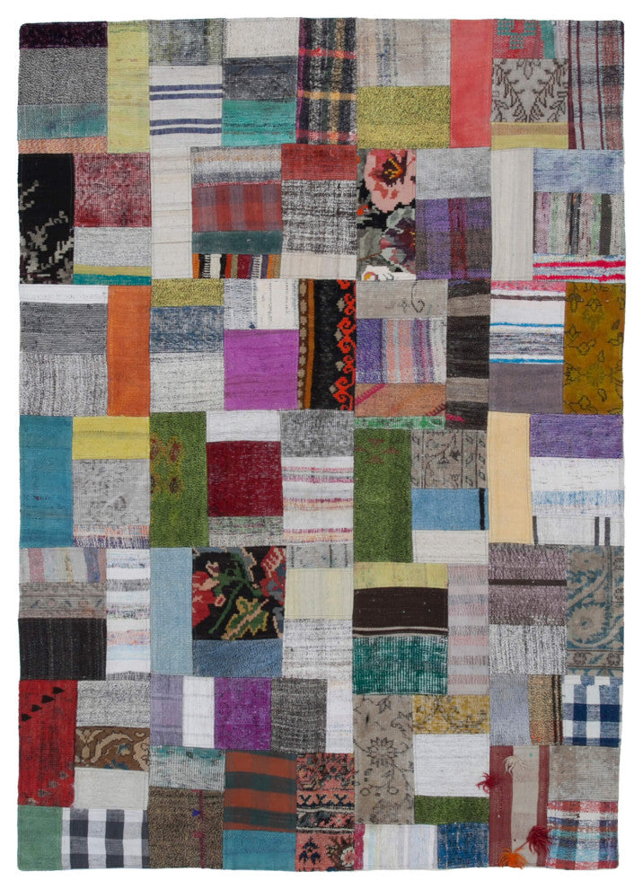 Rug N Carpet - Handmade Anatolian 5' 7'' x 7' 10'' Unique Patchwork Kilim Rug
