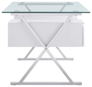 Sector 71" Glass Top Glass Office Desk, White