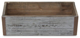 Gray Wash Wooden Rectangular Planter With Metal Corner Accents