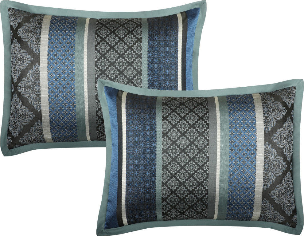 Tefia 7 Piece Comforter Set, Blue, King