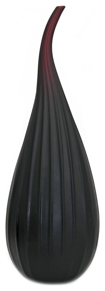Murano Glass Stripe Vase, Black