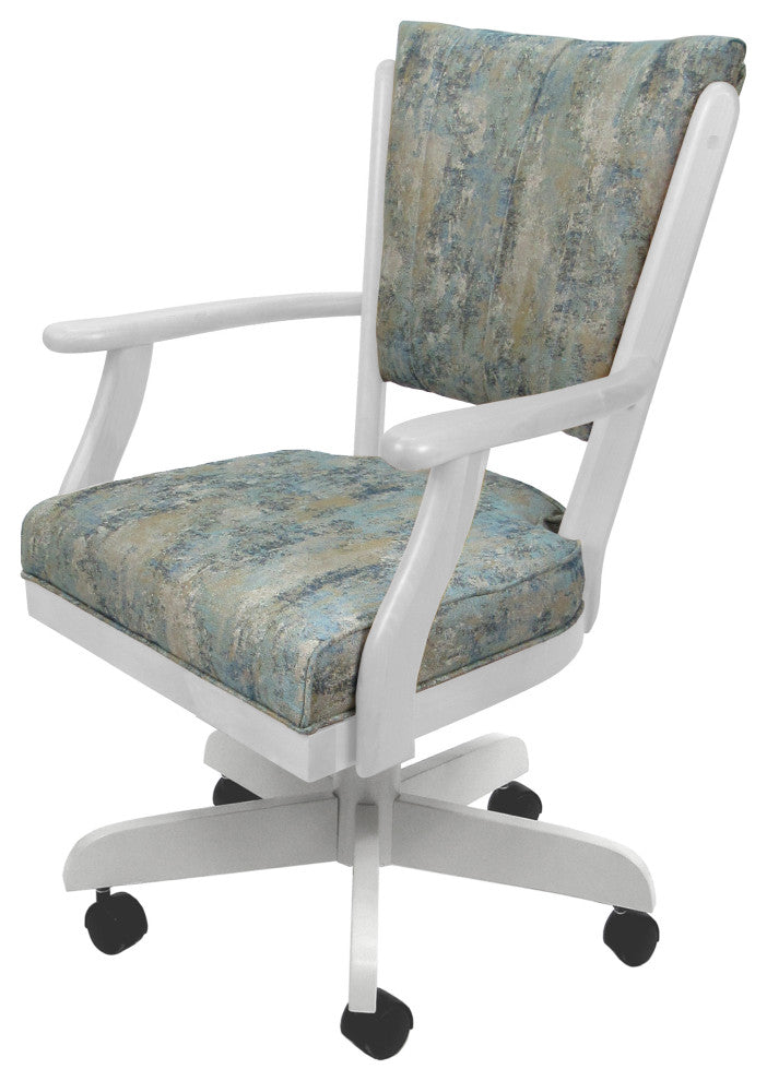 Classic Caster Swivel Dining Chair on Wheels, Solid Wood, Poet Sky - White