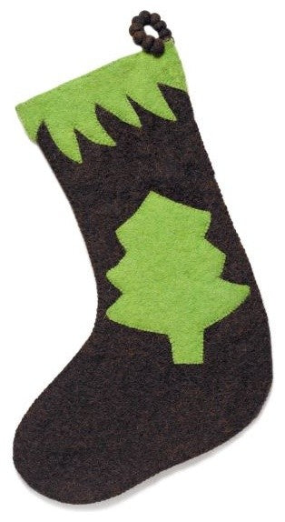 Green Trees Christmas Stocking