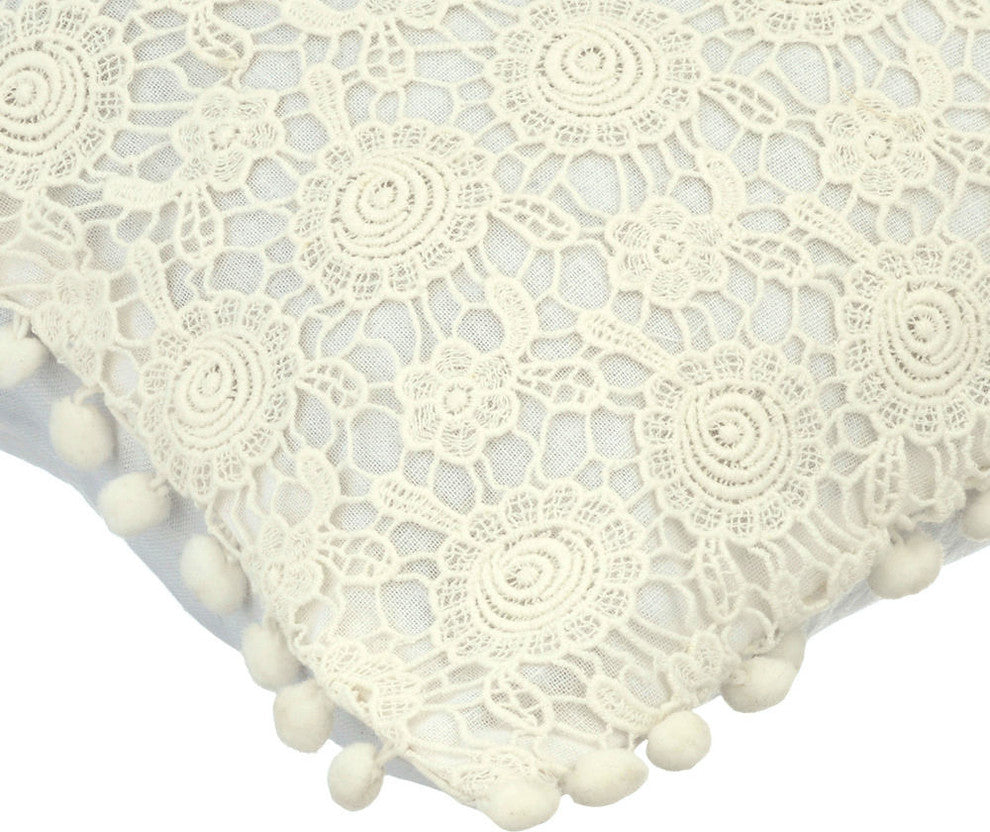 Ivory Rectangular Pillow Covers 12"x18" Cotton, Cozy Crochet