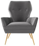 Armchair Accent Tufted Chair, Gray, Velvet, Modern, Mid Century Lounge