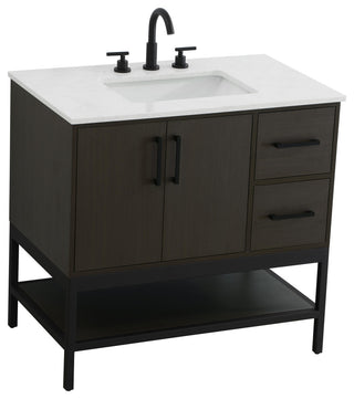 Home Living 36" Single Bathroom Vanity, Mocha Brown