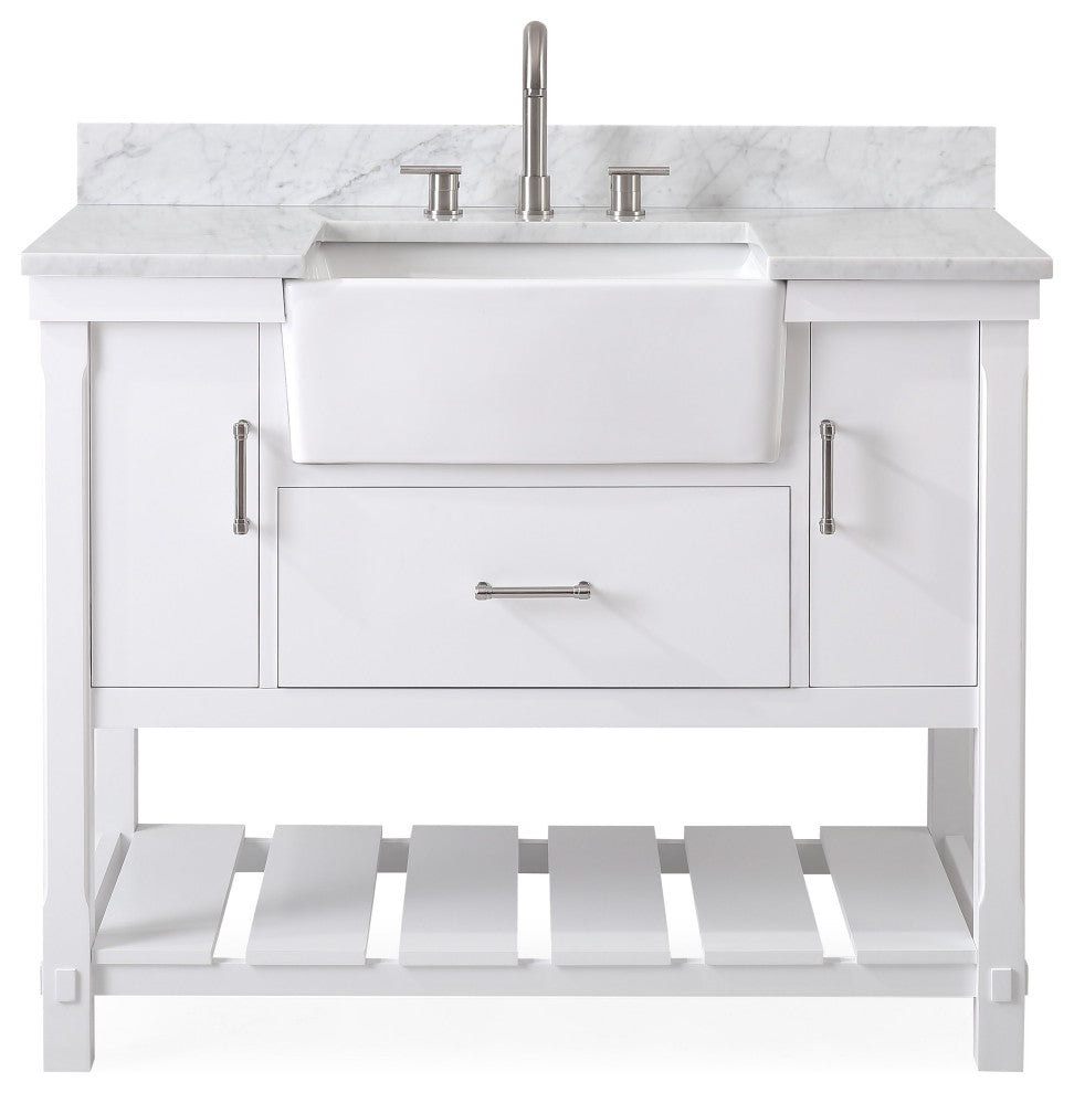 42" Kendia Farmhouse Sink Bathroom Vanity GD-7042-WT42-RA